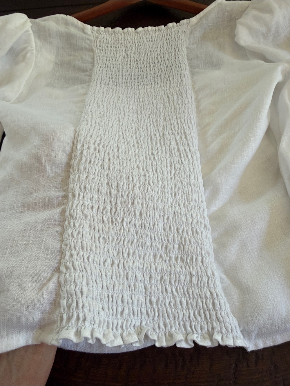 REFORMATION WHITE LINEN STILTON TOP SIZE 6 SQUARE NECK SMOCKED PUFF SLEEVE - Picture 12 of 16